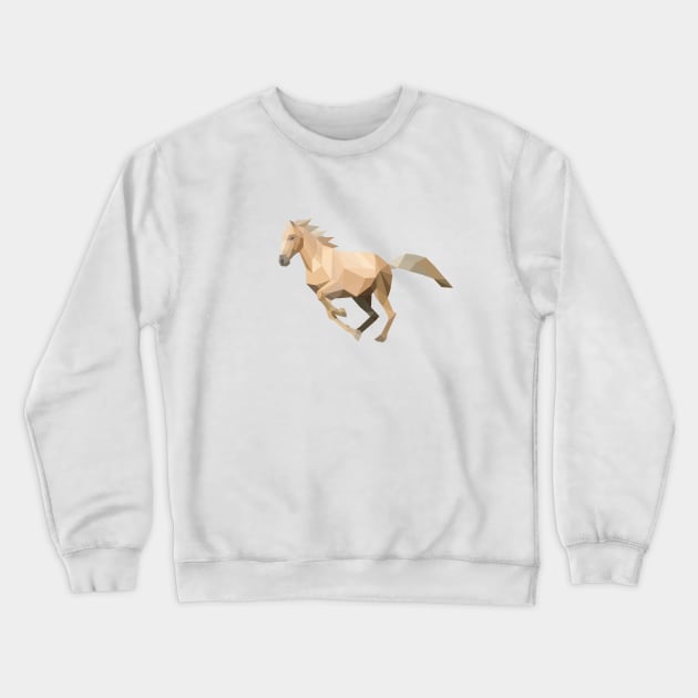 Palomino Low Poly Horse Crewneck Sweatshirt by shaldesign